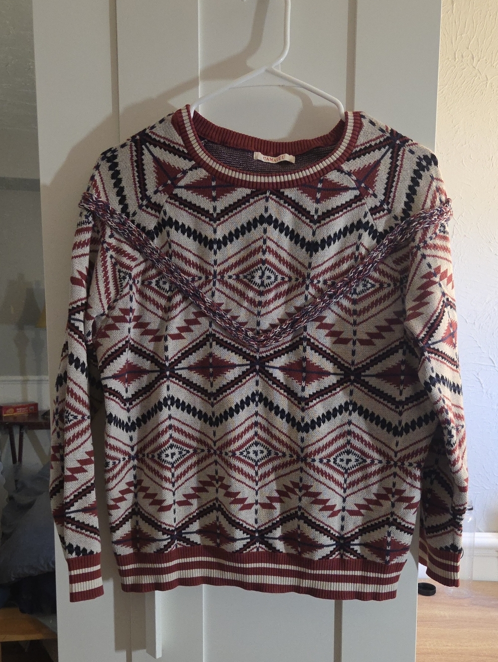 Patterned knit sweater